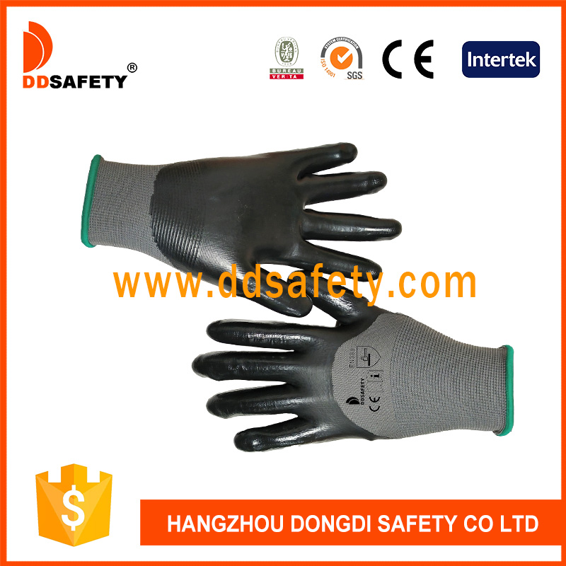 Grey nylon with black nitrile glove-DNN443